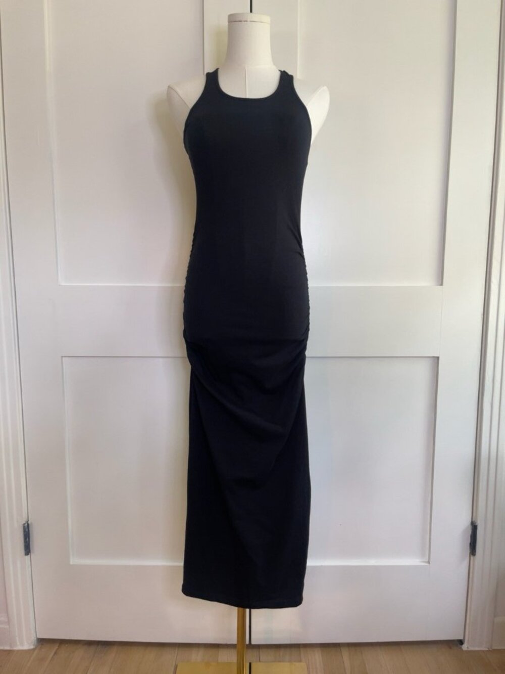 Michael Stars Black Racerback Runched Midi Dress XS